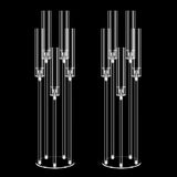2 Set 5 Arms 34.6'' Acrylic Candelabra Centerpieces,Clear 5 Arms Candlesticks Holder with Acrylic Shade for