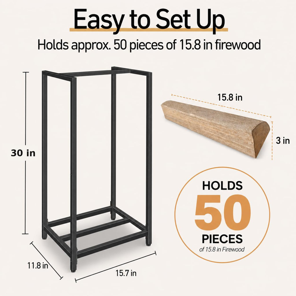 Firewood Rack Indoor Outdoor, 2Pack 30" Tall Firewood Holder Metal Small Log Wood Rack Portable Vertical Wood Storage