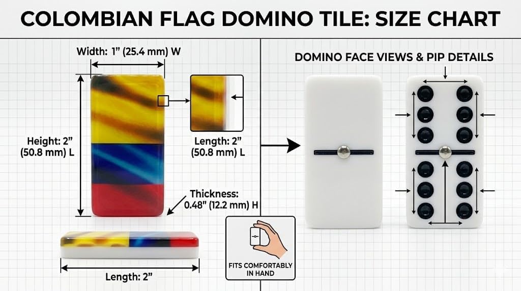 Colombian Premium Edition Dominoes Set Deluxe - Double Six Domino Tiles with Colombia Flag Design - Resin & Clear Top