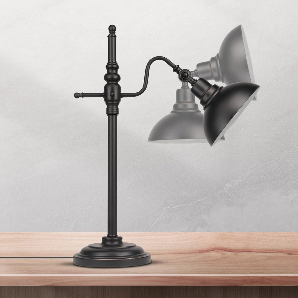 Black Farmhouse Desk Lamp, Industrial Metal Eye-Caring Table Lamp,Vintage Desk Lamp Living Room Dorm