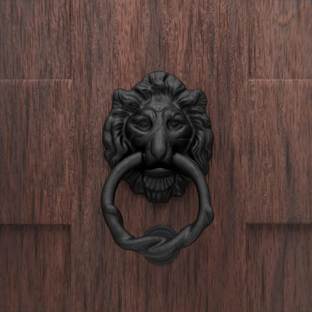 Pack of 2 Cast Iron Lion Door Knocker Black Finish 6.25" Front Entry Hardware