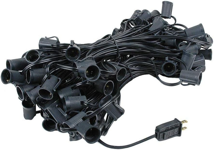 C9 Teal Christmas String Light Set, 100 Foot, Black Wire