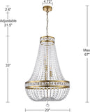 Crystal Chandelier Light, 8 Lights French Empire Chandeliers Lighting Ceiling Fixture Hanging Pendant for Dining Living Room Foyer Kitchen Bedroom Entryway, 20''W (Brass, 20) A108-B0C9PNQG7J