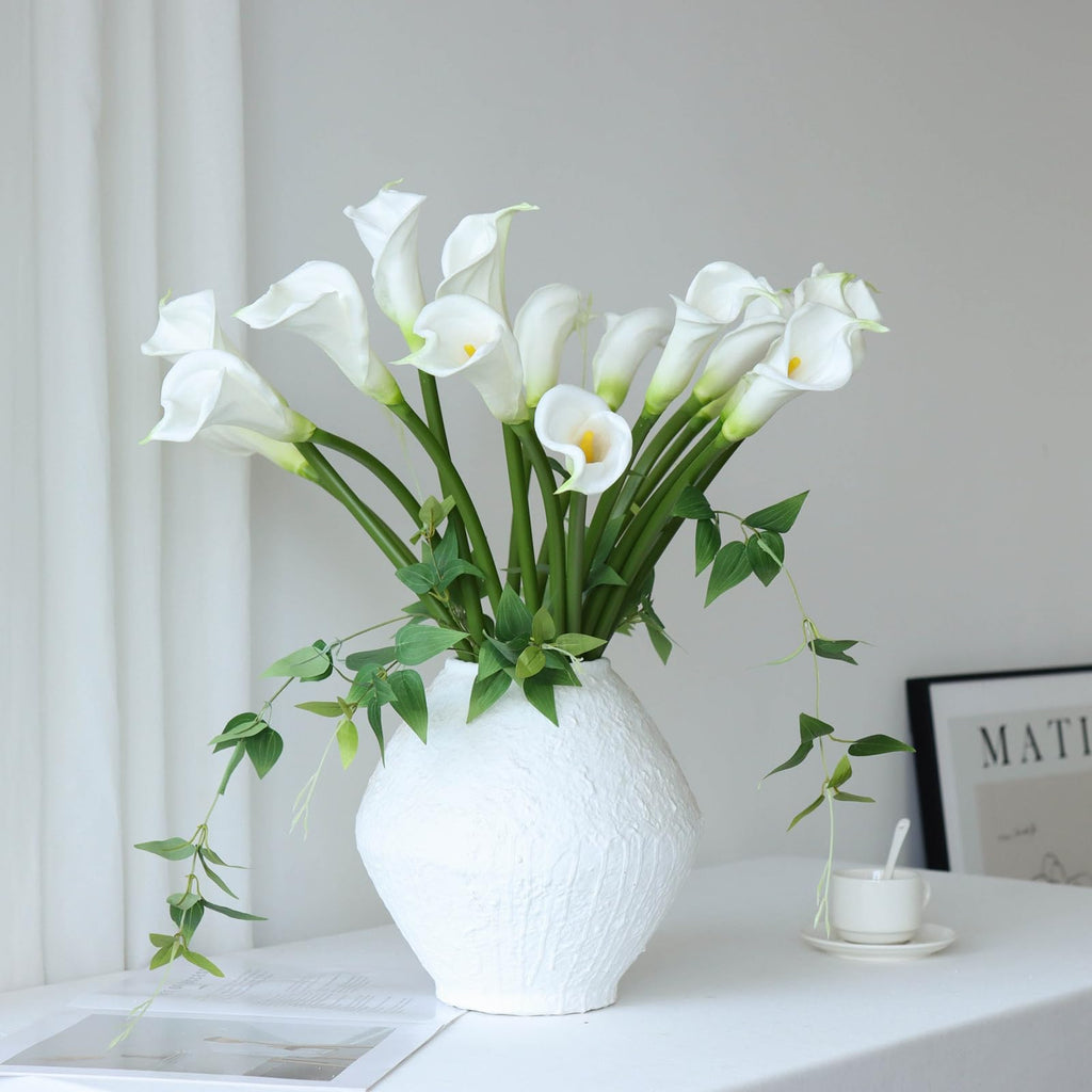 12 PCS 23.6 Inch Real Touch Artificial Calla Lily Flowers, White