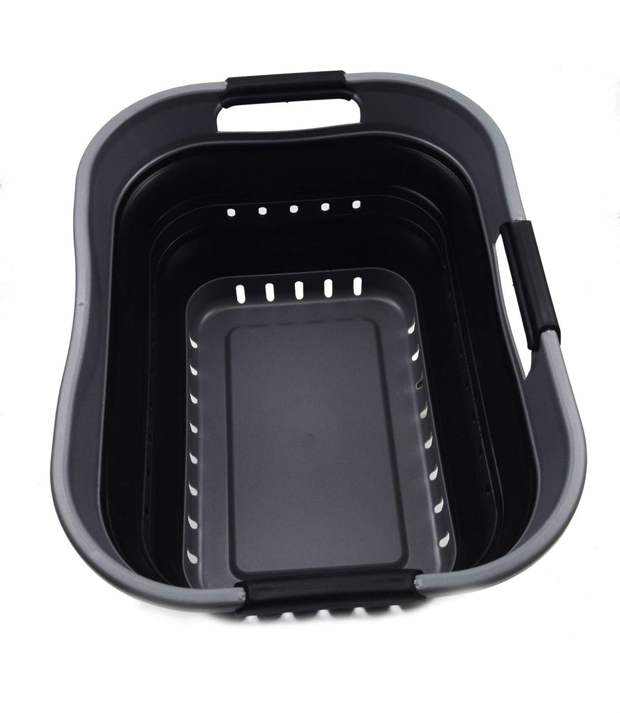 19L (5 gallon) Collapsible Super Mini 3 Handled Plastic Laundry Basket - Foldable Pop Up Storage Container/Organizer