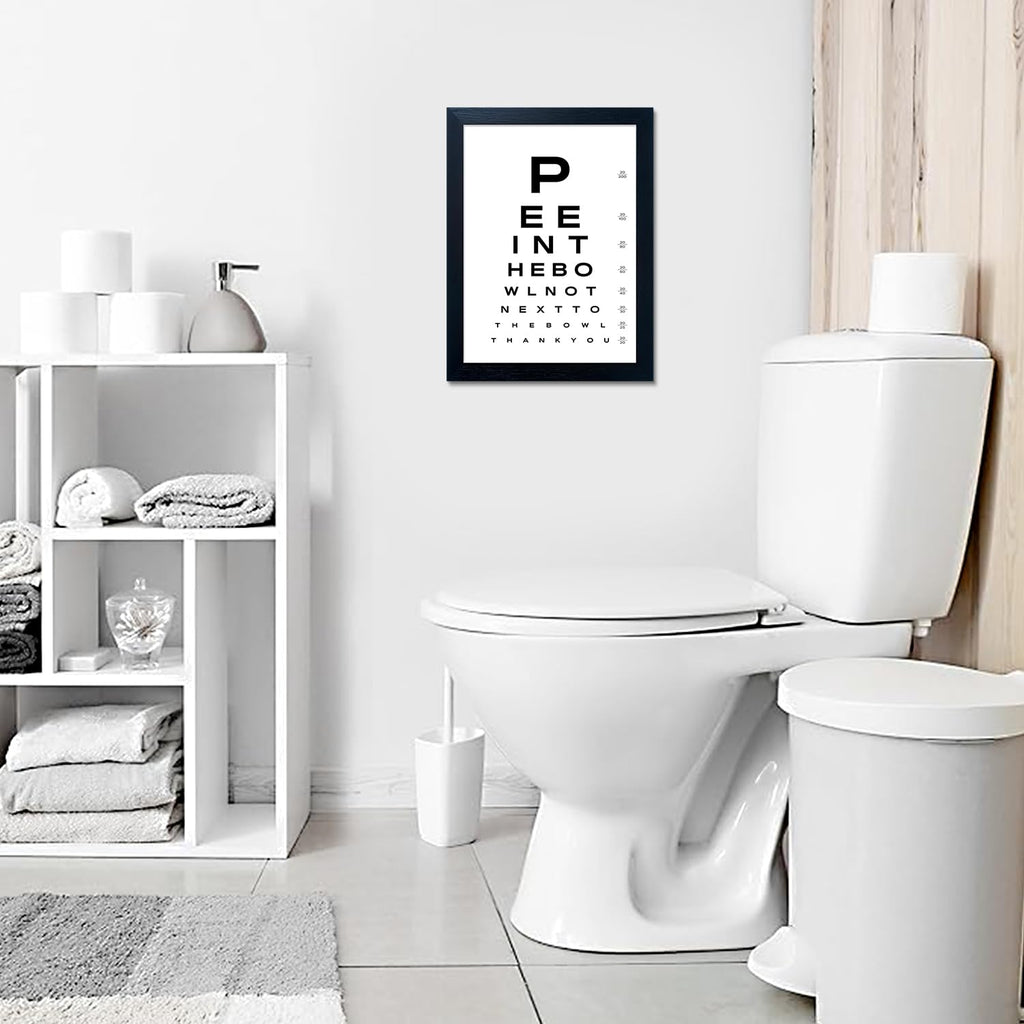 Framed Funny Bathroom Signs Black and White Bathroom Wall Art Eye Chart Painting Humor Canvas Print Poster Fun Toilet