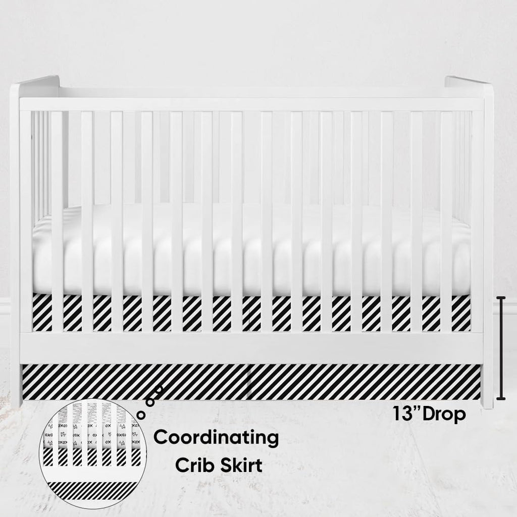 Love 100 Percent Cotton Percale Crib/Toddler Bed Skirt (Warp Stripes, Black)