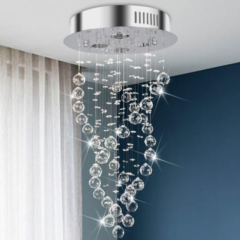 Luxury Crystal Ceiling Light Fixture, Modern Spiral Raindrop Crystal Chandelier 4-Lights Flush Mount Lamp Ceiling Lighting for Dining Room, Bedroom, Living Room, Foyer, Staircase A100-B0BY8YN53T
