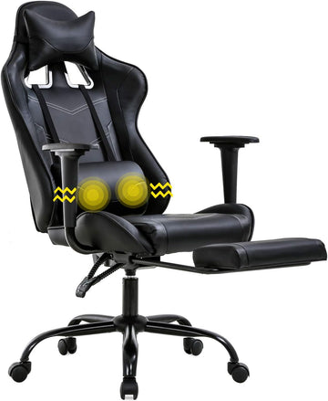 Gaming Chair Racing Office Chair Ergonomic Desk Chair Massage PU Leather Recliner PC Computer Chair with Lumbar