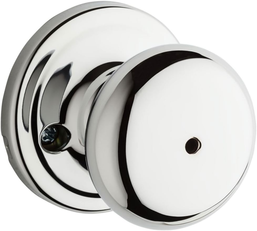 Hancock Interior Privacy Door Knob with Lock, Door Handle , Polished Chrome Keyless Turn Lock Doorknob