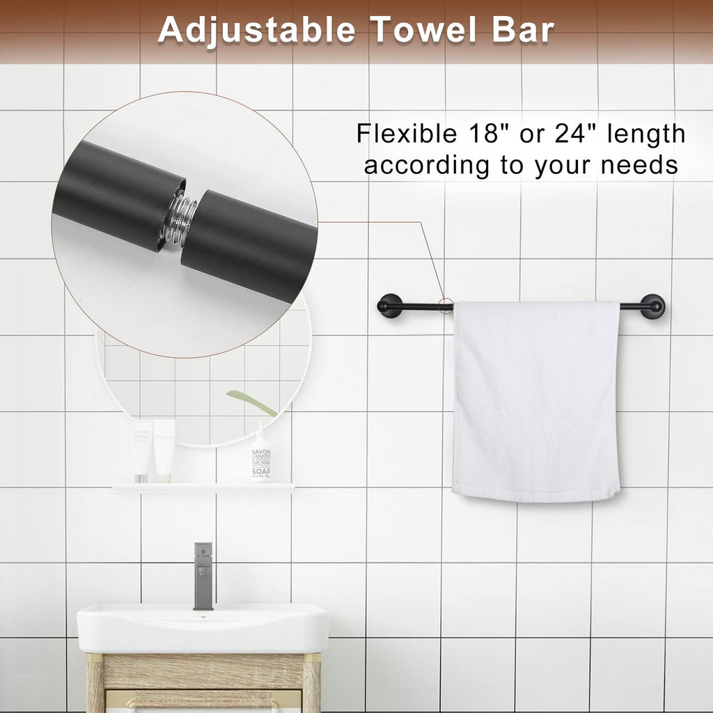 Bathroom Hardware Set - Oil Rubbed Bronze Towel Rack Set with 4 Pieces Towel Holder and 18 or 24 Inch Towel Bar