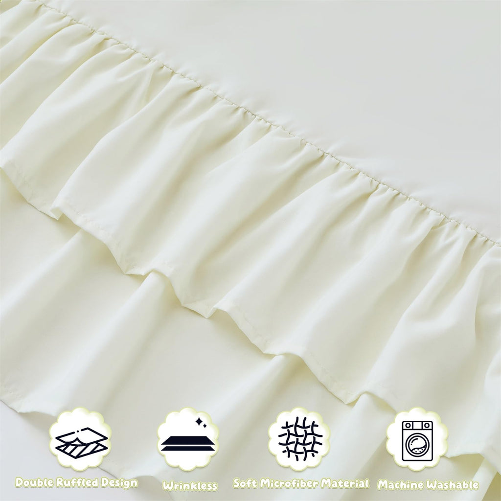 Ruffled Crib Bed Skirt, Beige, Soft Double Layer, 28"x 52"