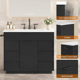 37" Fluted Bathroom Vanity with Sink Combo Set, Freestanding Bathroom Cabinet with 5 Drawers Space