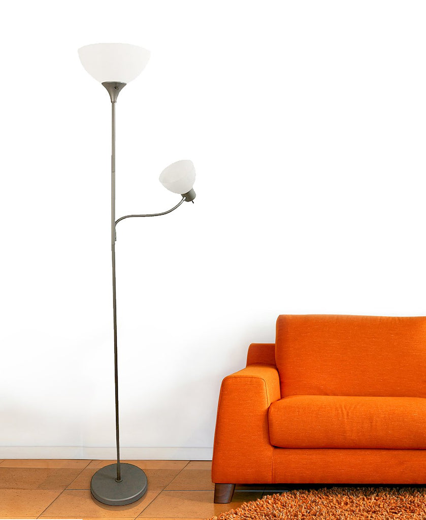 Mother-Daughter Floor Lamp with Reading Light, Silver