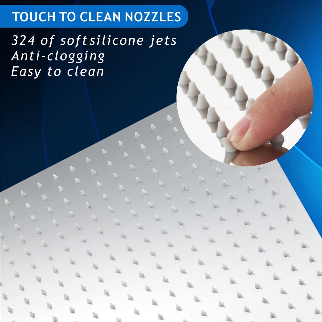 Oversize Rain Shower Head - High Flow Square Rainfall Showerhead - Waterfall Full Body Coverage - Universal Ceiling