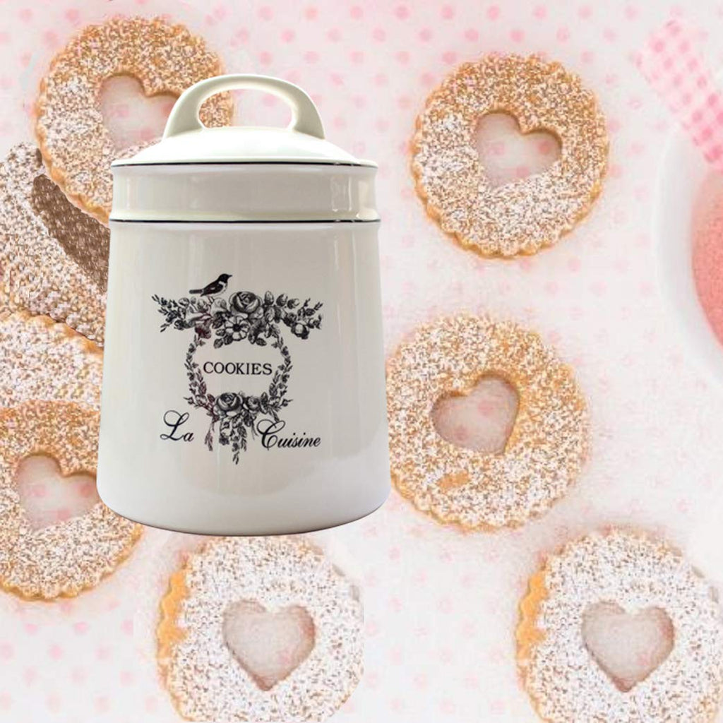 Vintage Ceramic Cookies Jars, Retro Bird and Flower Design, Large Kitchen Organization Storage Canister with Airtight