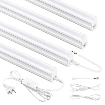 4FT LED Shop Lights, 6500K Bright White LED Integrated Fixture, 20W Linkable Garage Light, Ceiling and Cabinet