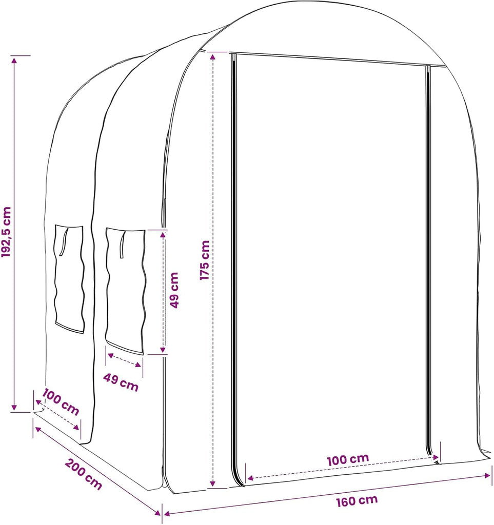 Portable Greenhouse for Outdoor Garden, PVC Plant Growing Cover with Powder-Coated Steel Frame, 62.99 x 78.74 x 75.79