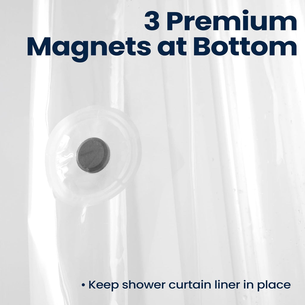 Shower Curtain Liner, PEVA Plastic Shower Liner with 3 Magnets, 72" x 72" Waterproof Bathroom Curtain, Clear, 2 Pack