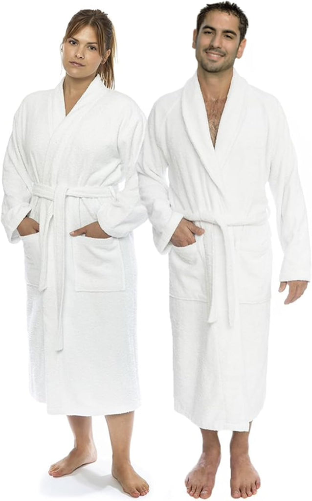 CTT Premium 100% Turkish Cotton Terry Cloth Bath Robe for Women & Men, Soft & Plush Long Unisex Robe