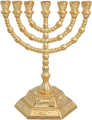 7 Branch , Gold, 5 in, Hexagonal Base