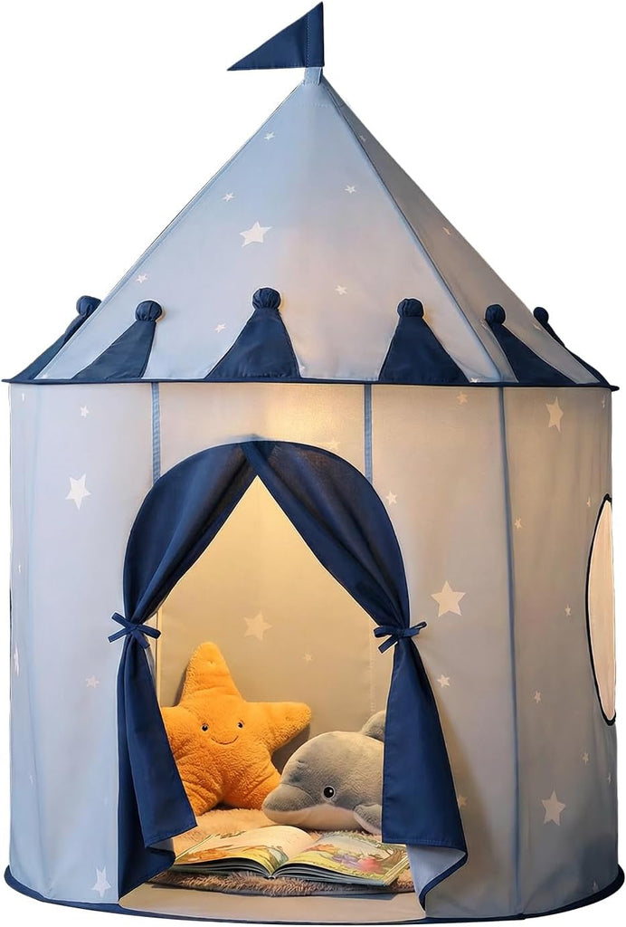 Blue Star Kids Tent:Pop up Kids Play Tent Made by Peachskin Fabric - Toddler House for Indoor & Outdoor - Great