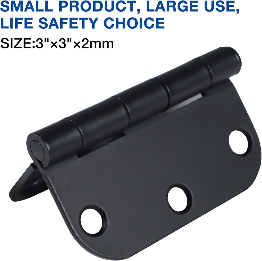 12 Pack 3 Inch Hinges Rounded Matte Black Door Hinges Interior Door Hinges Black Matte 3 Inch Door Hinge 5/8" Radius