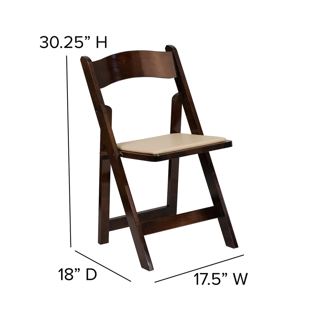 Hercules Wood Folding Chair with Vinyl Padded Seat, 4-Pack