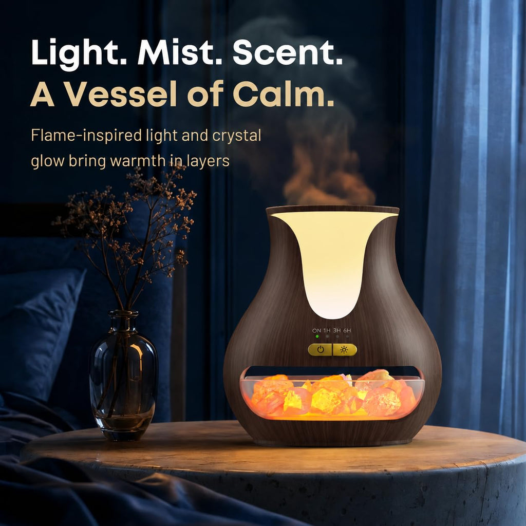 Essential Oil Diffuser, Flame Diffuser with Himalayan Salt
