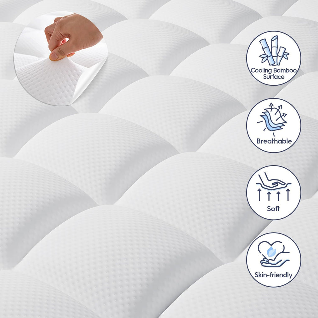 3 Inch Full Dual Layer Memory Foam Mattress Topper with Pillowtop | 2 Inch Cooling Gel Foam,1 Inch Soft Pillowtop