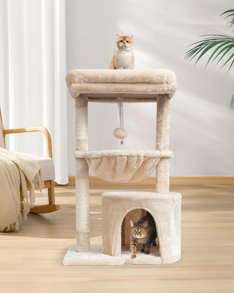 Small Cat Tree for Indoor Cats, Kittens Condo with Scratching Post