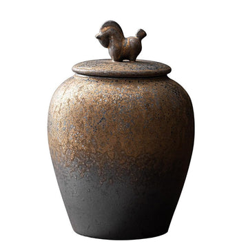 Ceramic Tea Leaf Storage Jar with Airtight Lid Small Japanese Style Tea Canister for Storage and Food Organization