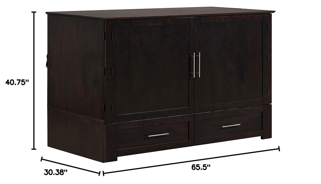 Daily Delight Murphy Cabinet Chest Bed with Charging Station 8 Inch, Queen (Java)
