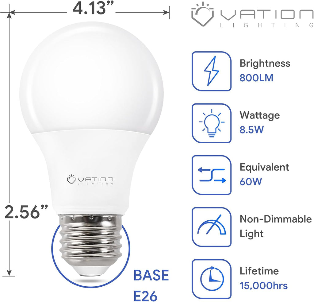 A19 LED Light Bulb Daylight 5000K LED Bulbs 60 Watt Equivalent