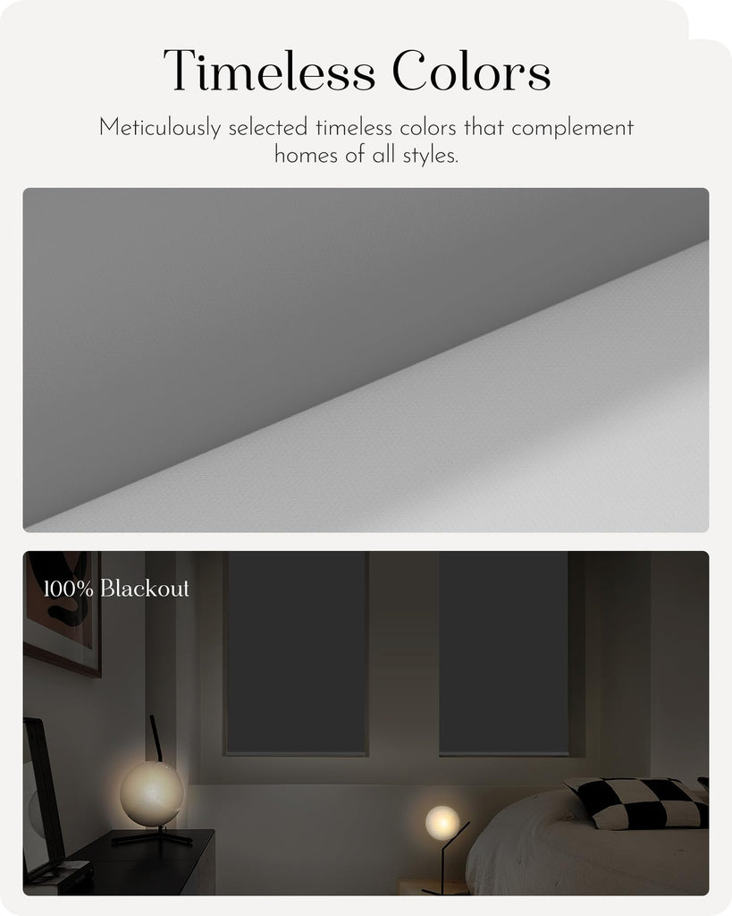 Smart Roller Shades 100% Blackout Window Blinds with APP Control Customized Automatic Shades (, Grey)