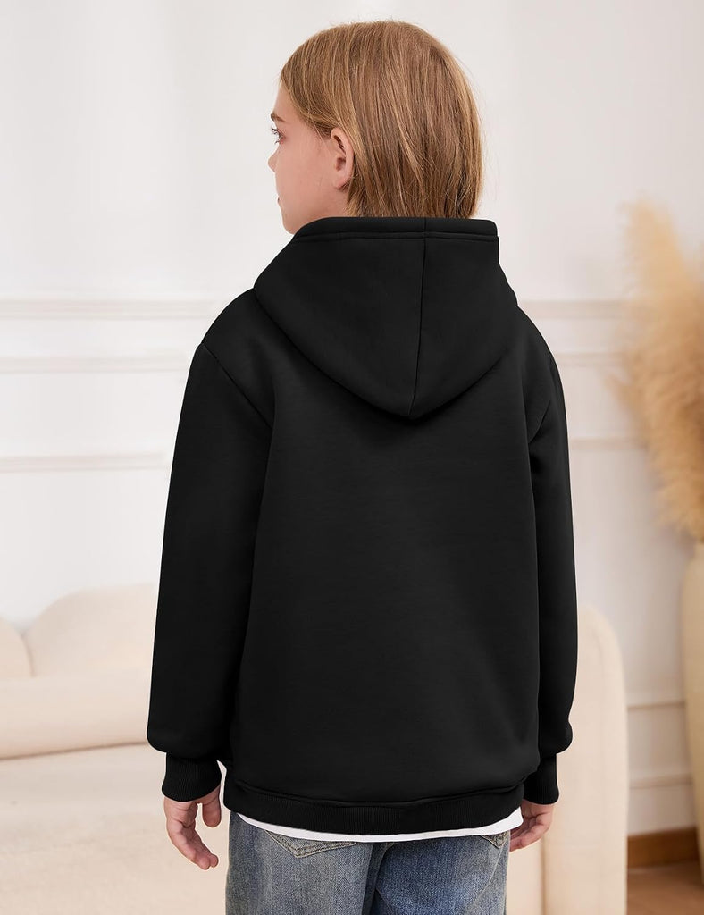 Unisex Boys Girls Fleece Sherpa Lined Hoodie Warm Kids Sweatshirt