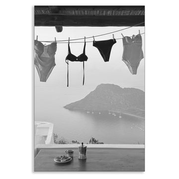 Black and White Photography Canvas Wall Art, Summer Coastal Hanging Bikini Aesthetic Poster, Vintage Trendy Beach