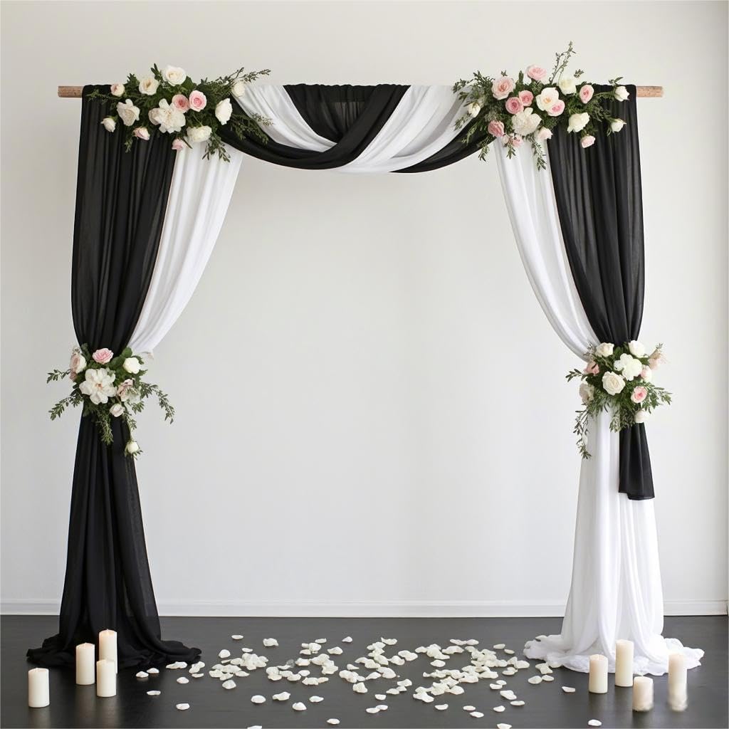Black Chiffon Fabric by the Yard Sheer Fabric for Draping