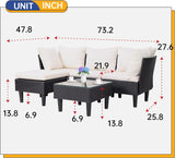 Outdoor Sectional Rattan Chair Wicker Conversation Set Sofas, 5-Piece, Khaki A106-B0B976HF74