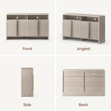 59" Sideboard Buffet Cabinet with Storage, Modern Fluted 4-Door Credenza Accent Cabinet with Open Storage Shelf