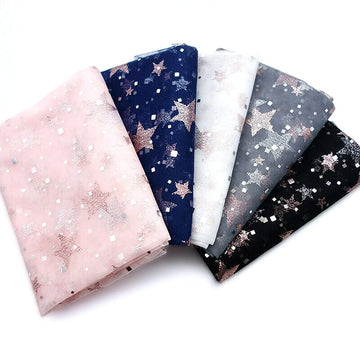 63 x 39 inch Glitter Star Tulle Fabric Sparkling Mesh Sequin Voile DIY Curtain Dress Skirt Drapery Craft Net (Black)