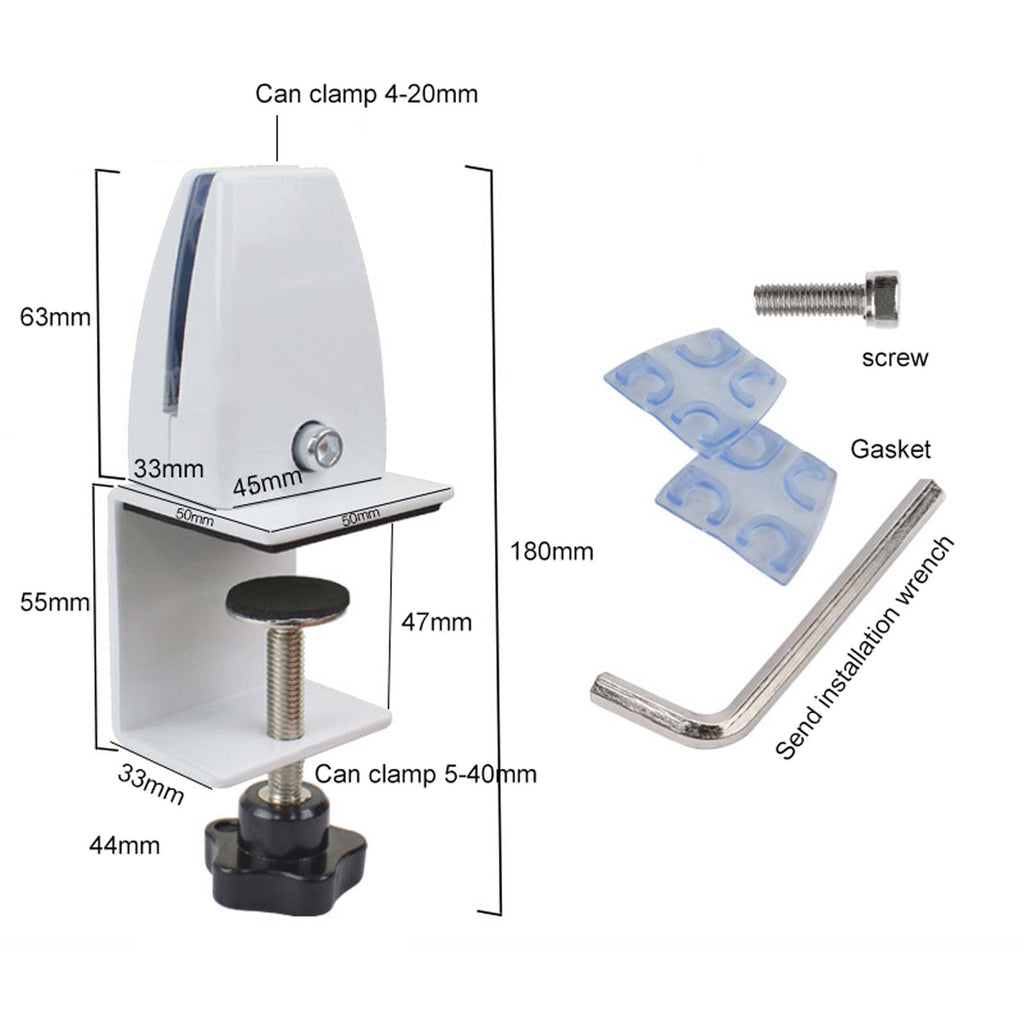 Sneeze Guard Support Clamps 4 pcs, Adjustable Office Partition Clamp, Acrylic Desk Divider Clamps, Plexiglass