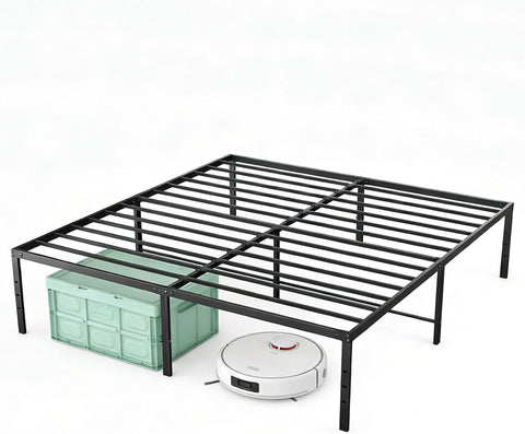 Full 18 Inch Platform Bed Frame, Heavy Duty Metal Foundation Frame, Noise-Free Sturdy Steel Slats, Underbed Storage