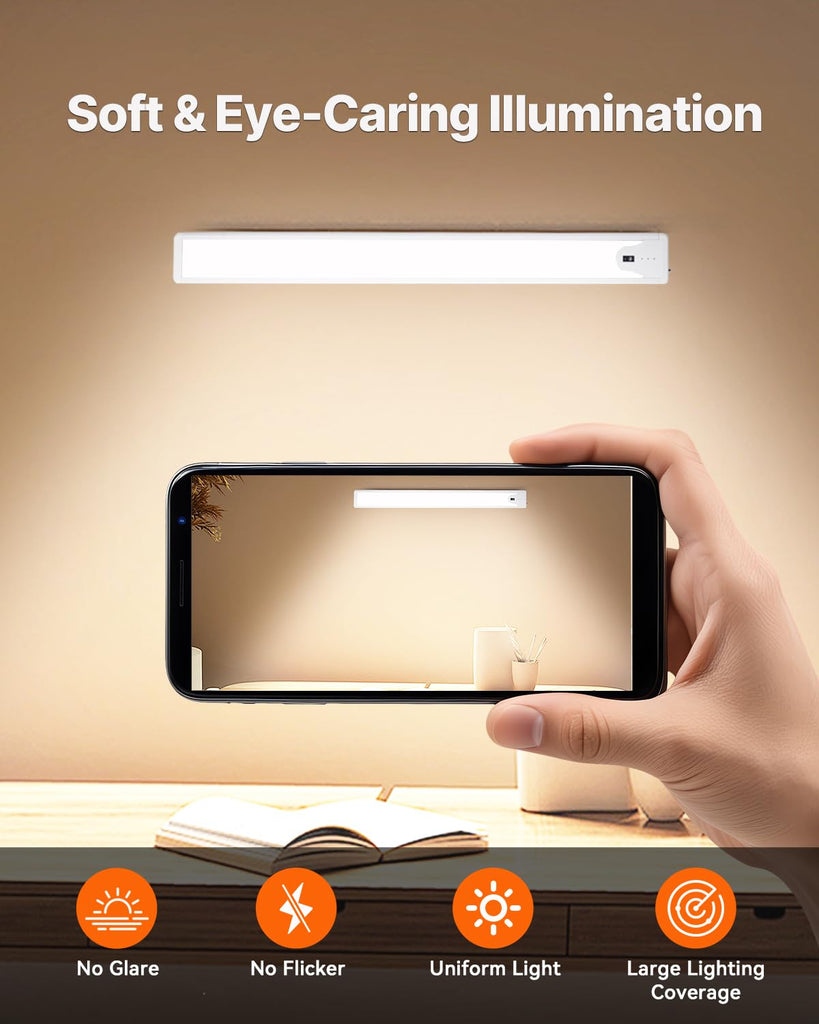 16 Inch Under Cabinet Light, Hand Wave Sensor 83 LED Indoor Cabinet Lighting, USB Rechargeable Cordless Closet Light