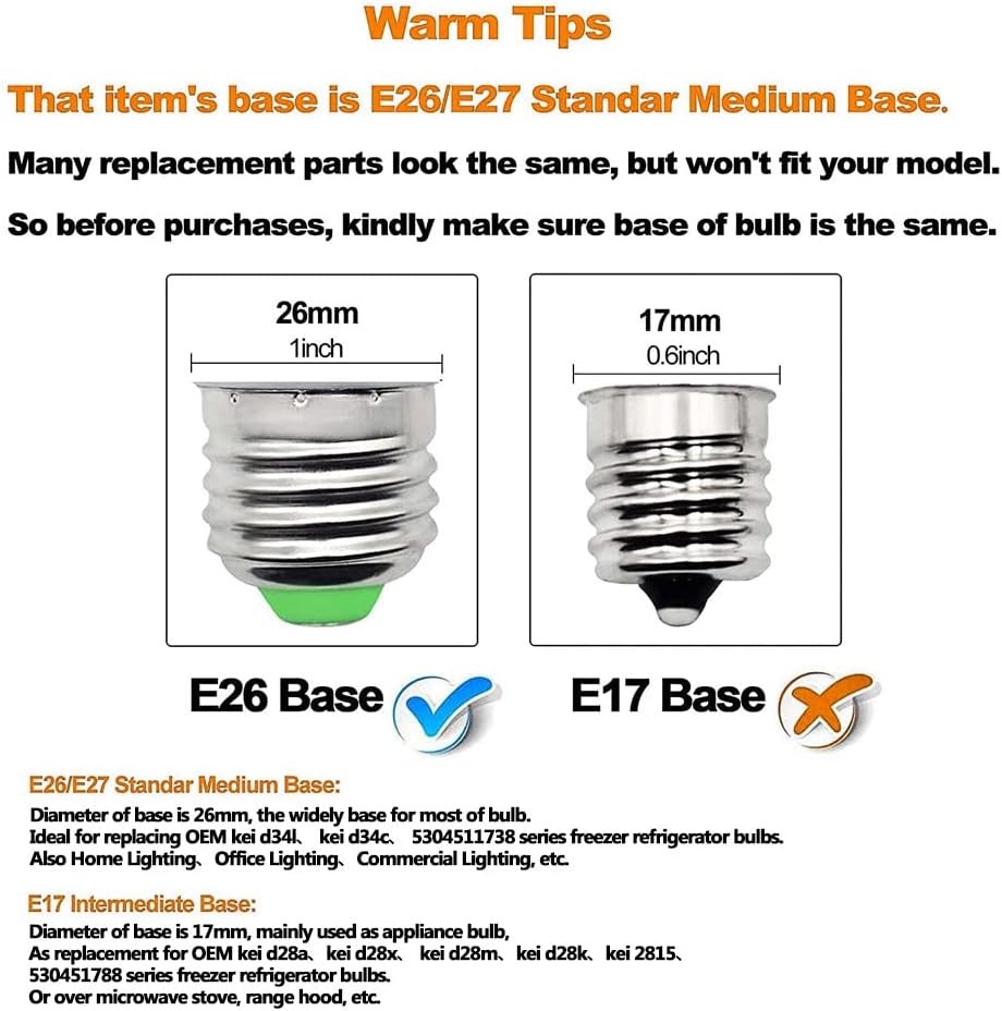 Refrigerator Bulb E26 AC100-265V 7W 6000K Cool White 100W Equivalent