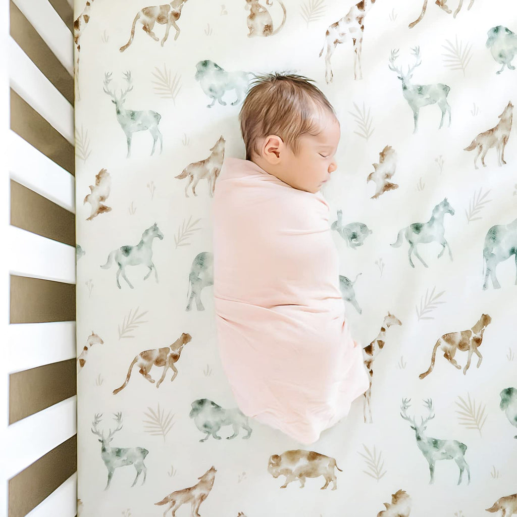 Crib Sheets 2 Pack, Jersey Knit Stretchy Soft Fitted Baby Bed Sheet