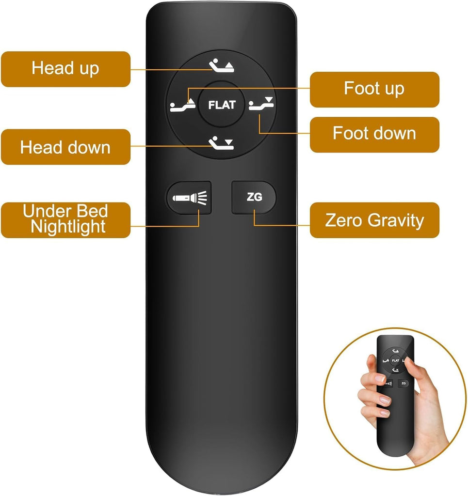 King Adjustable Bed Frame with Remote, Head & Foot Incline, Zero Gravity, 4 USB Ports & Under-Bed Nightlight, Quiet