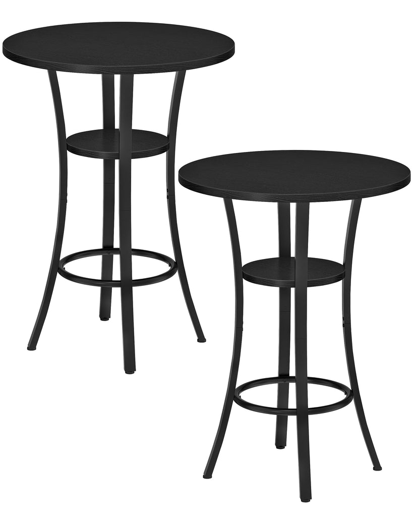 Round Bar Table, Set of 2 Small Kitchen Dining Tables, 2-Tier High Top & Counter Height Dining Table, for Bistro