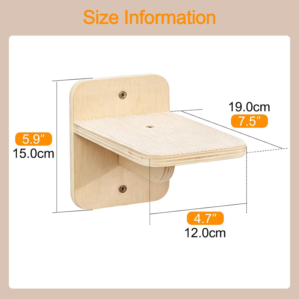 3-in-1 Wall-Mounted Cat Furniture, Solid Wood Cat Tree, Wall-Mounted Perch for Indoor Cats to Play, Rest, and Climb