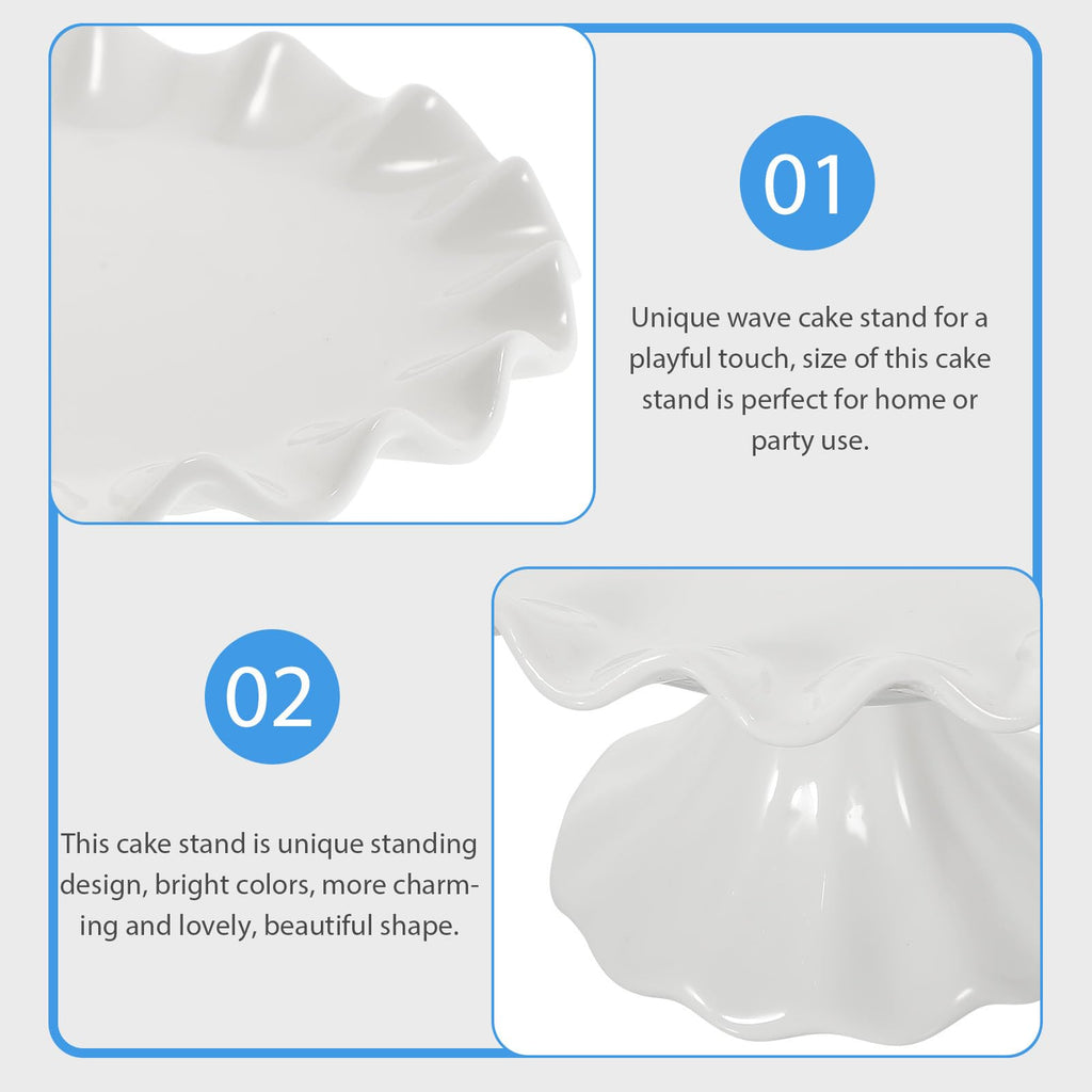 Ceramic Cake Stand Decorative Pedestal Dessert Display Plate with Scalloped Edge 5.70 X 5.70 X 3.54 in for Cupcakes